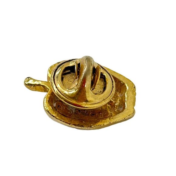 Vintage Signed Jubilee Apple Lapel Pin Goldtone .5 x .75" - Picture 6 of 6